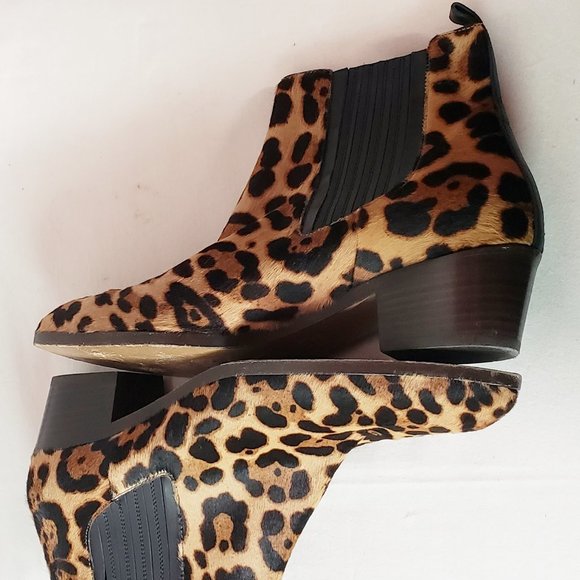 J Crew Leopard Print Chelsea Calf Hair Ankle Boots Sz 9 Mint Hardly worn - Picture 3 of 5